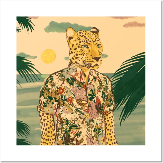 leopard in a hawaiian shirt Wall Art by Mimie20